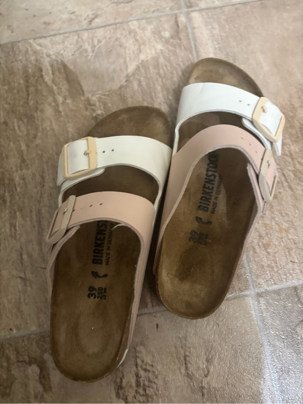 Birkenstock Two-Strap Sandals in White & Blush - Picture 2 of 8